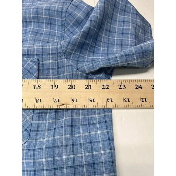 Orvis Men's Blue Check Plaid Button Up Short Sleeve Outdoor Shirt Medium - Picture 5 of 9